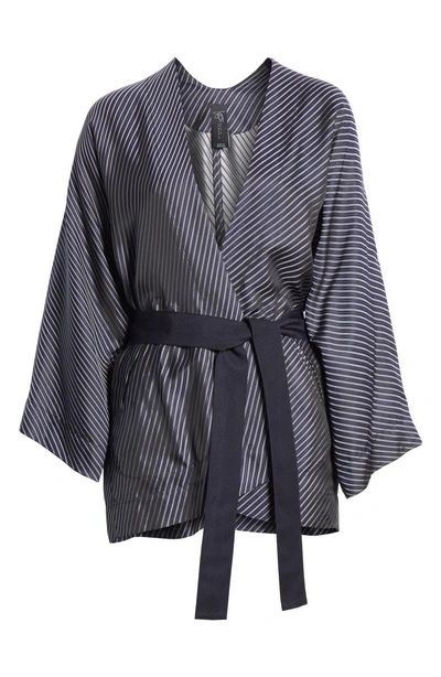 Shop Zero + Maria Cornejo Oki Bias Stripe Wrap Jacket In Ink/silver