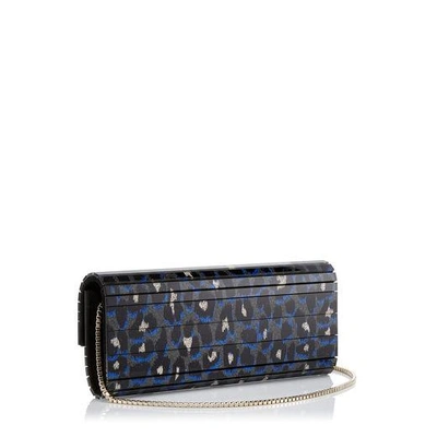 Shop Jimmy Choo Sweetie Pop Blue Mix Leopard Print Fine Glitter Acrylic Clutch Bag