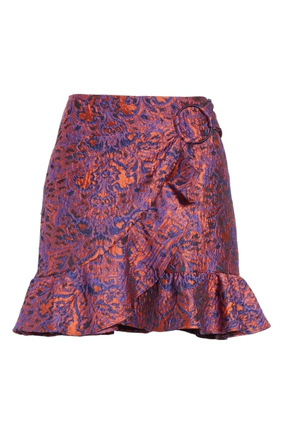Shop Opening Ceremony Ruffle Hem Jacquard Skirt In Deep Plum Multi