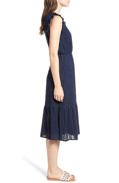 Shop Moon River Fray Detail Dress In Navy