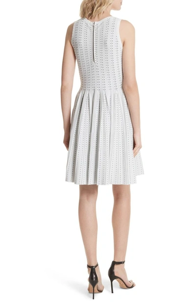 Shop Milly Dot Pleat Fit & Flare Dress In White/ Black