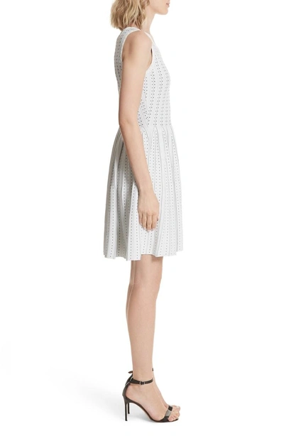 Shop Milly Dot Pleat Fit & Flare Dress In White/ Black