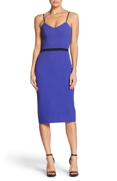 Shop Dress The Population Emma Spaghetti Strap Body-con Dress In Blue/ Violet