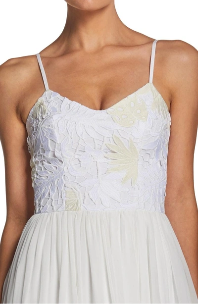 Shop Dress The Population Asha Lace & Chiffon Gown In Eggshell/ White