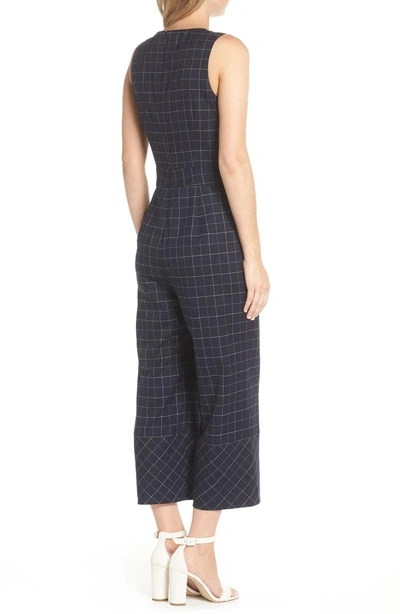 Shop Vince Camuto Windowpane Jumpsuit In Navy/ Multi