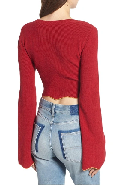 Shop The Fifth Label Headquarters Knit Crop Top In Raspberry/ Mustard