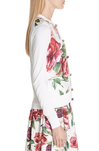 Shop Dolce & Gabbana Peony Print Silk Cardigan In Peonie