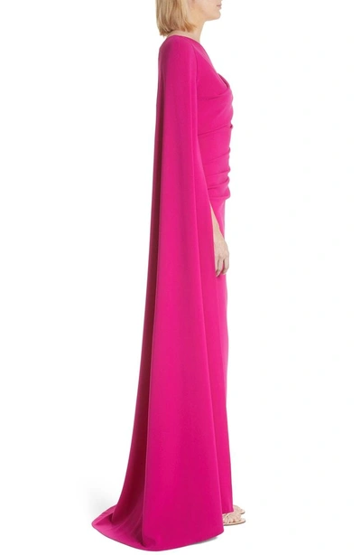 Shop Talbot Runhof Cape Stretch Crepe Gown In Pink