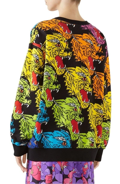 Shop Gucci Multicolor Cat Sweatshirt In Rainbow