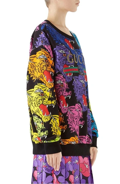 Shop Gucci Multicolor Cat Sweatshirt In Rainbow