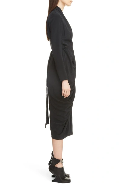 Shop Rick Owens Draped Silk Wrap Dress In Black