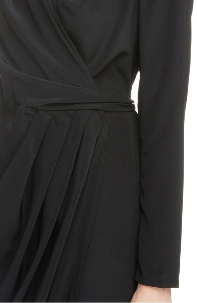 Shop Rick Owens Draped Silk Wrap Dress In Black