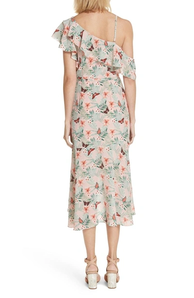 Shop Joie Jamima Mix Shoulder Floral Silk Dress In Blush Sand