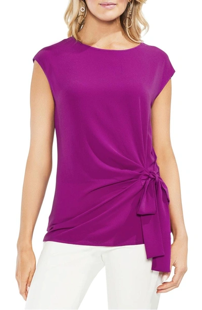 Shop Vince Camuto Side Tie Ruched Stretch Crepe Top In Fuchsia Fury