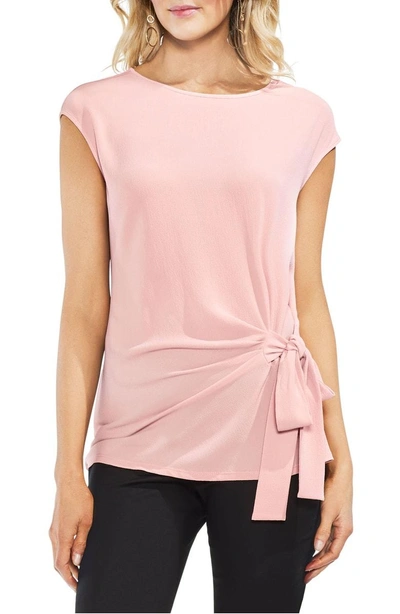 Shop Vince Camuto Side Tie Ruched Stretch Crepe Top In Pink Fawn