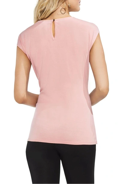 Shop Vince Camuto Side Tie Ruched Stretch Crepe Top In Pink Fawn