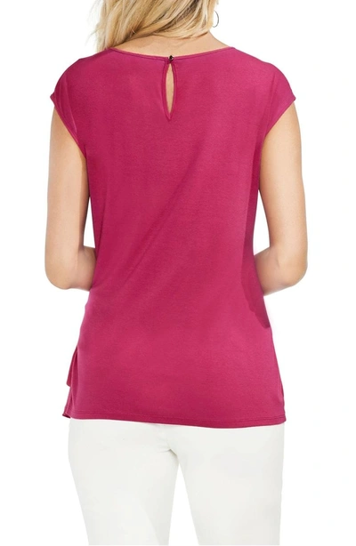 Shop Vince Camuto Side Tie Ruched Stretch Crepe Top In Pink Rose