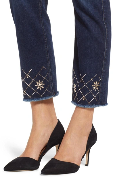 Shop Jen7 Embellished Ankle Straight Leg Jeans In Pretty Dark Hudson
