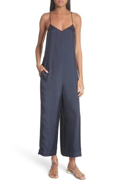 Shop Tibi Mendini Twill Strappy Jumpsuit In Navy