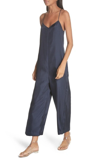 Shop Tibi Mendini Twill Strappy Jumpsuit In Navy