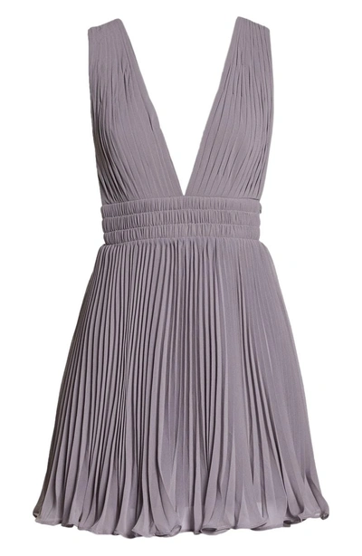 Shop Fame And Partners Fame & Partners The Briella Fit & Flare Pleat Dress In Mid-grey