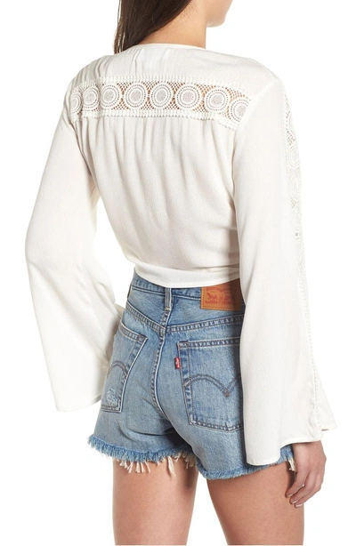 Shop Band Of Gypsies Tie Front Crop Top In Ivory