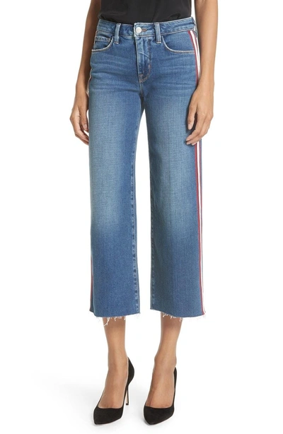 Shop L Agence Danica Side Stripe Crop Wide Leg Jeans In Authentique