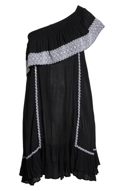Shop Muche Et Muchette Gavin One-shoulder Cover-up Dress In Black/ White
