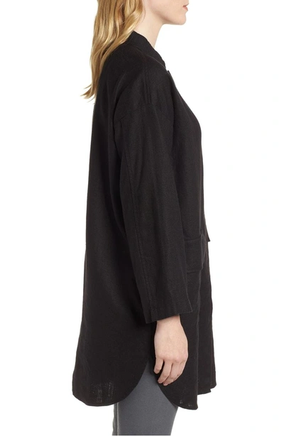 Shop Eileen Fisher Organic Linen Jacket In Black