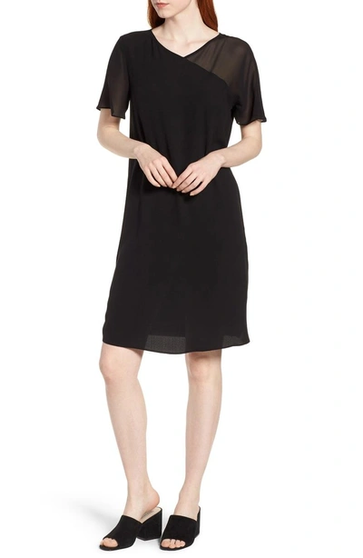 Shop Eileen Fisher Silk Shift Dress In Black