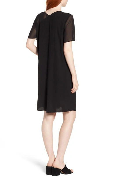 Shop Eileen Fisher Silk Shift Dress In Black