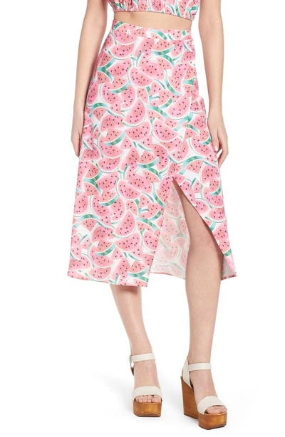Shop Show Me Your Mumu Flirt Midi Skirt In One In A Melon Crinkle Stretch