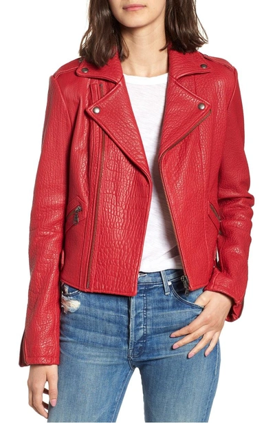 Rebecca Minkoff Wolf Zip front Leather Moto Jacket In Red ModeSens