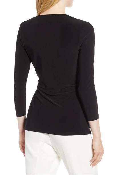 Shop Anne Klein Faux Wrap Jersey Top In Black