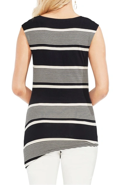 Shop Vince Camuto Ruched Stripe Tank Top In Rich Black