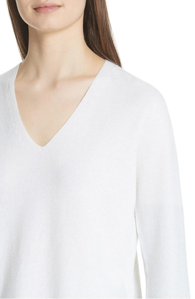 Shop Fabiana Filippi Metallic Sleeve Merino Wool, Silk & Cashmere Sweater In White