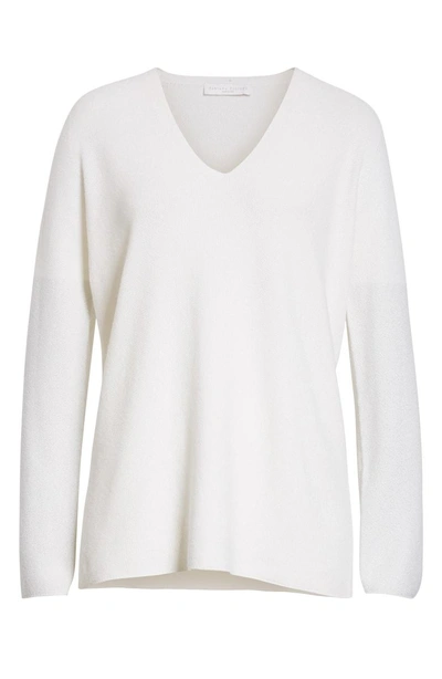 Shop Fabiana Filippi Metallic Sleeve Merino Wool, Silk & Cashmere Sweater In White