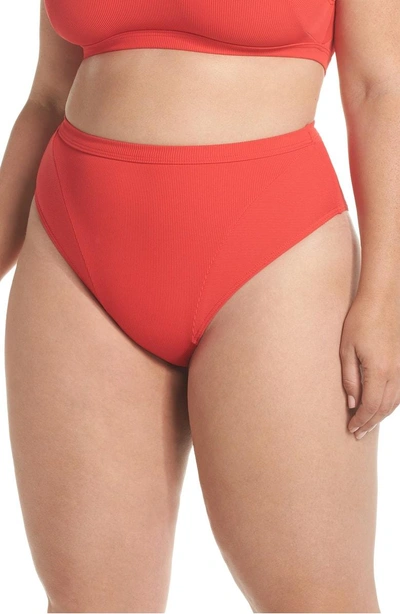 Shop Chromat Ribbed Swim Bottoms In Red