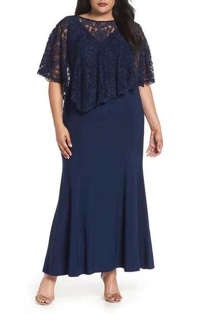 Shop Decode 1.8 Lace Poncho Dress In Navy