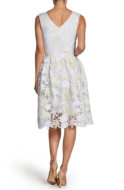 Shop Dress The Population Rita Plunge Neck Lace Dress In Eggshell/ White