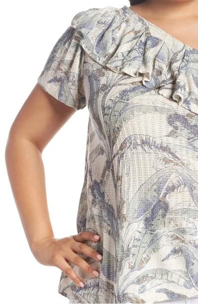 Shop Lucky Brand Tropical One-shoulder Top In Natural Multi Mystery Island