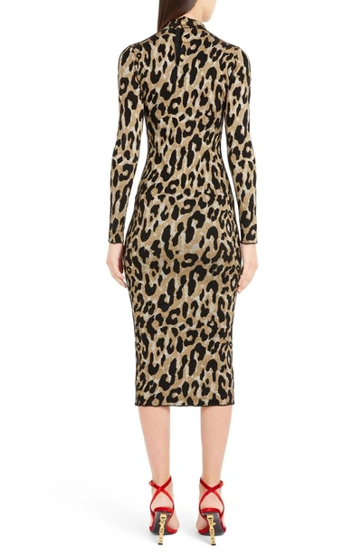 Shop Versace Leopard Print Body-con Dress In Black Gold