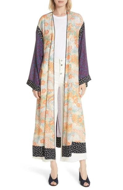 Shop Elizabeth And James Shawna Floral Patchwork Silk Kimono In Multi