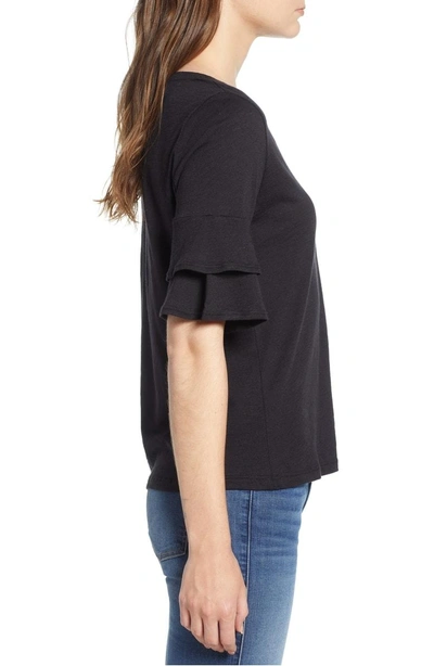 Shop Amour Vert Uma Ruffle Sleeve Tee In Black