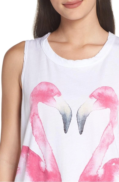 Shop Chaser Painted Flamingos Muscle Tee In White