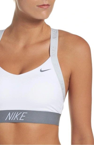 Nike Indy Logo Light Support Performance Sports Bra In White/cool Grey |  ModeSens