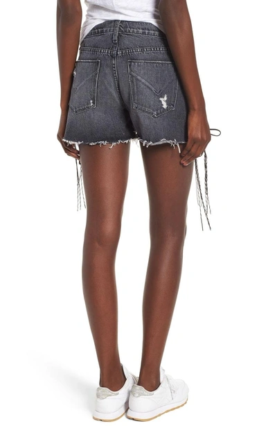 Shop Hudson Sade Lace-up Cutoff Denim Shorts In Mercury