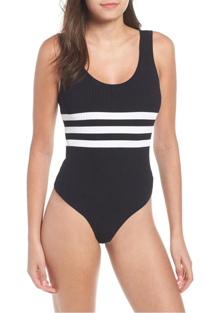 Shop Kendall + Kylie Stripe Bodysuit In Black
