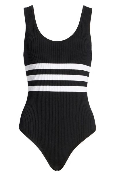 Shop Kendall + Kylie Stripe Bodysuit In Black