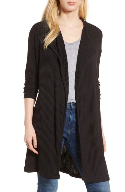 Shop Splendid Sylvie Rib Knit Cardigan In Black